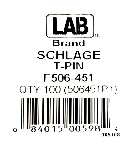 LAB F506-451 Schlage F Series T Style Top Pins 100 Pack