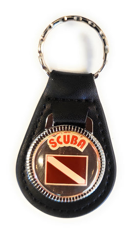 Scuba Flag Leather Fob Key Ring