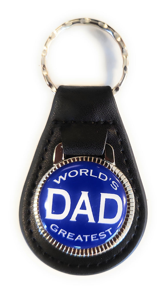 World's Greatest Dad Leather Key Ring – Handmade Leather Key Fob, Classic Gift
