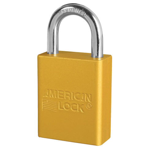 American A1105YLW Yellow 1 1/2" Wide Aluminum Safety Padlock