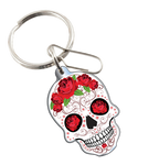 Plasticolor 004483R01 Skull with Roses Enamel Metal Key Chain